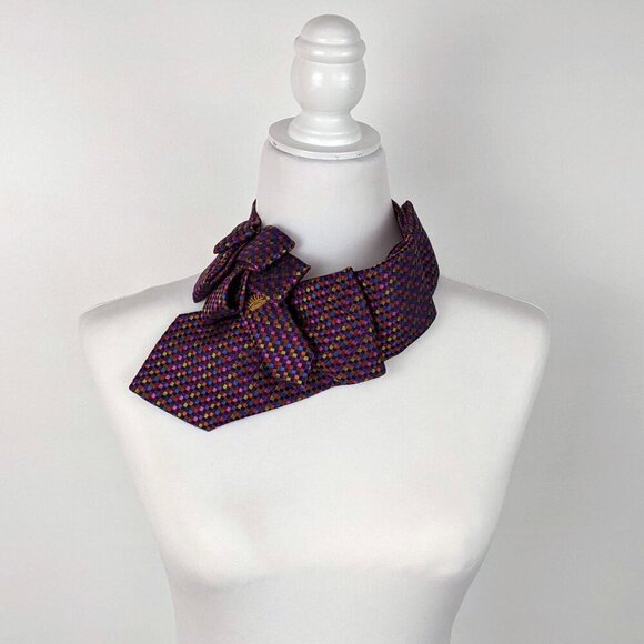 Multi Colored Ascot Tie - Women's Tie - Unique Scarf - Picture 4 of 7